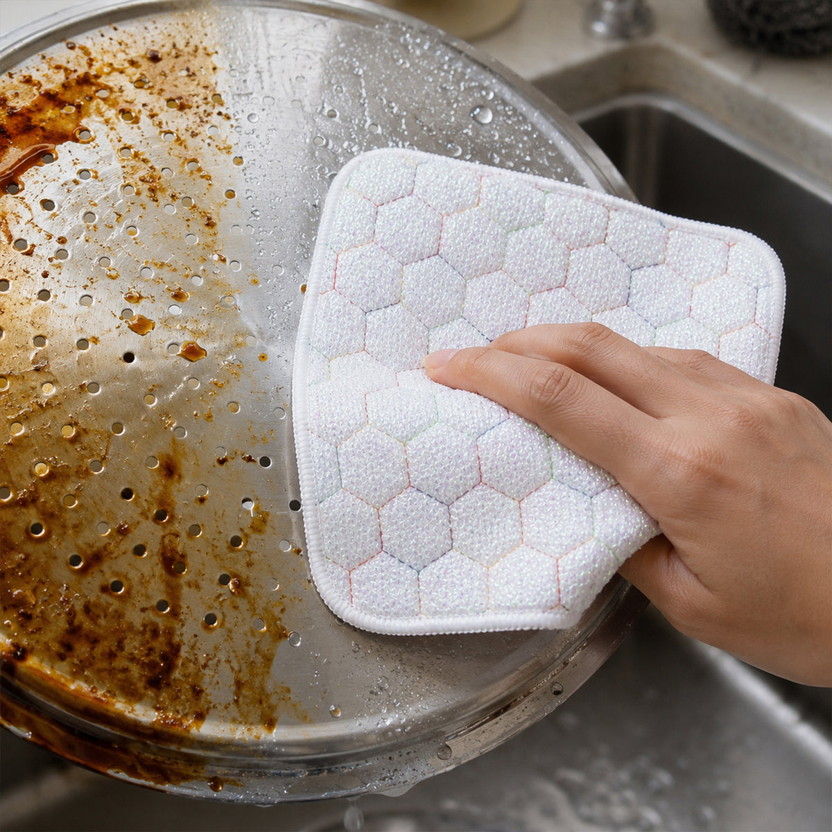 Heavy-Duty Dishwashing Scrub Pad 18x18cm for Utensils, Pots, Pans, Kadai, Sinks and Stovetops, Multipurpose Kitchen Cleaning Scrubber (1 Pc)