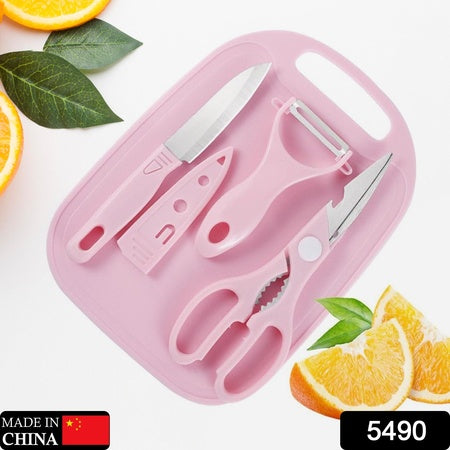 Mini Travel Cutting Board Set 4 Pieces Portable Camping Kitchen Knife Peeler Scissors and Chopping Board Set for Travel and Outdoor Use