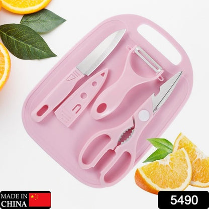 Mini Travel Cutting Board Set 4 Pieces Portable Camping Kitchen Knife Peeler Scissors and Chopping Board Set for Travel and Outdoor Use