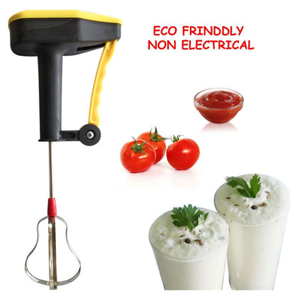 Manual Hand Blender Stainless Steel Blade Power Free Hand Beater Egg Whisk Lassi Buttermilk Mixer for Kitchen Pack of 1