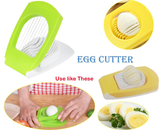 Plastic Multi Purpose Egg Cutter Slicer with Stainless Steel Wires for Boiled Eggs Fruits and Soft Food Slicing (1 Pc)