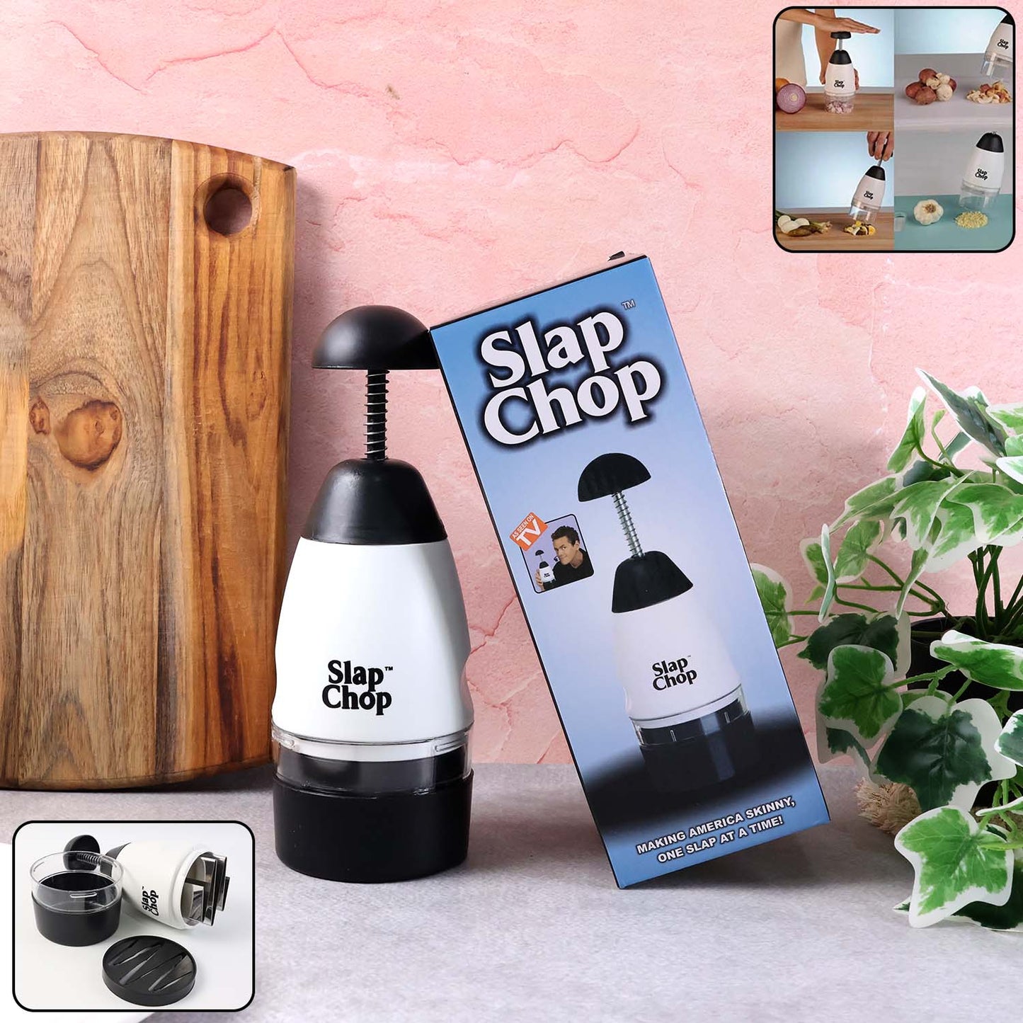 Slap Chop Hand Press Vegetable and Fruit Chopper – Manual Food Dicer and Onion Cutter for Effortless Kitchen Prep – Multi-Functional Push-Down Chopper for Vegetables, Dry Fruits, and Nuts (1 Pc)