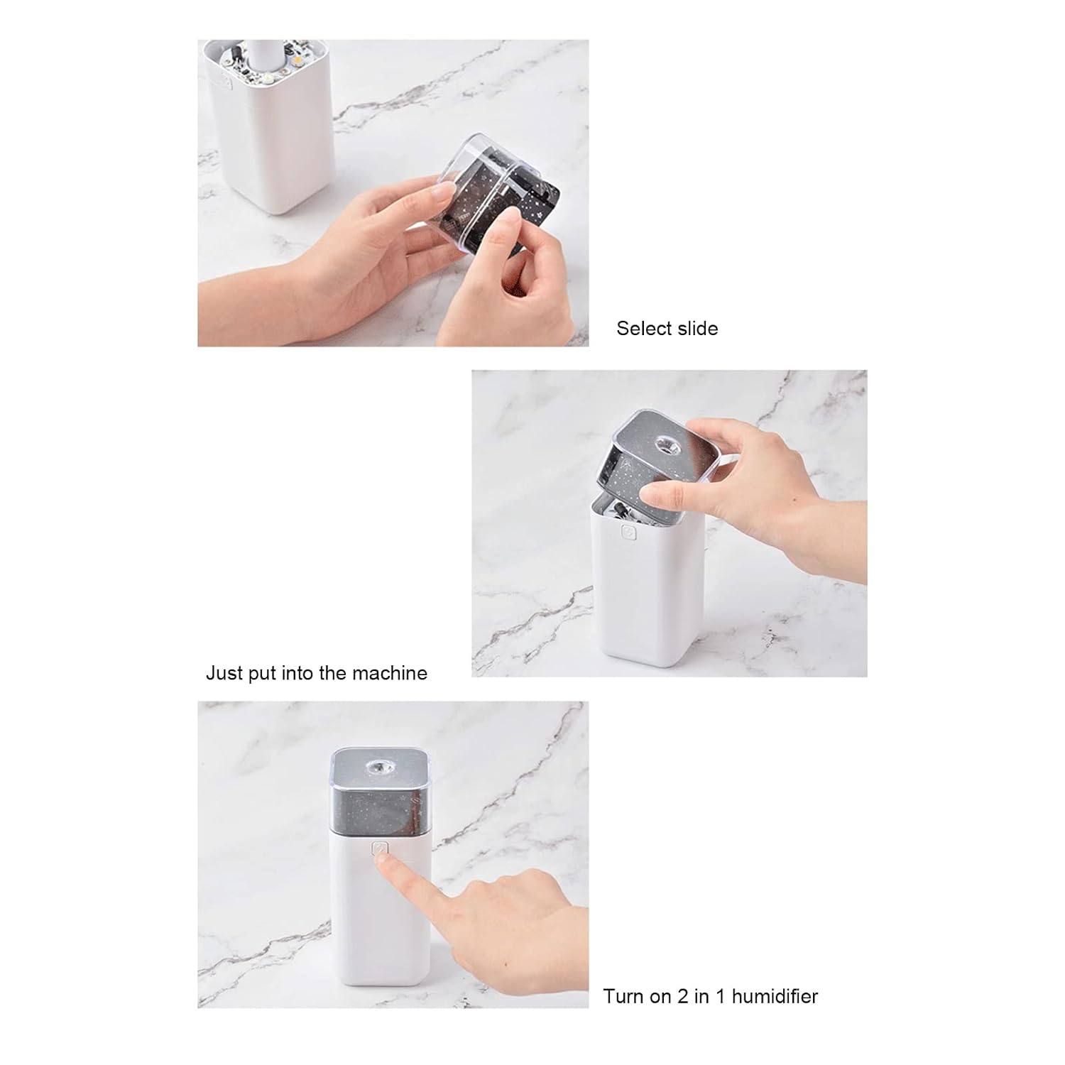 Star Night Light Projector Humidifier 300ml Ultrasonic Mini Humidifier with LED Night Light 3 Theme Slides Dual Mist Modes Auto Shut Off