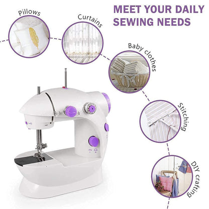 Mini Electric Sewing Machine with Extension Table Foot Pedal Adapter Portable Home Tailoring Stitching Machine (1 Set)