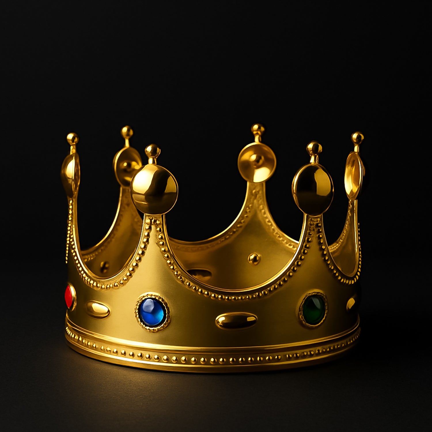 Golden Royal Crown Costume Headpiece with Colored Gems Lightweight King Crown for Fancy Dress Roleplay Parties and Events Pack of 1