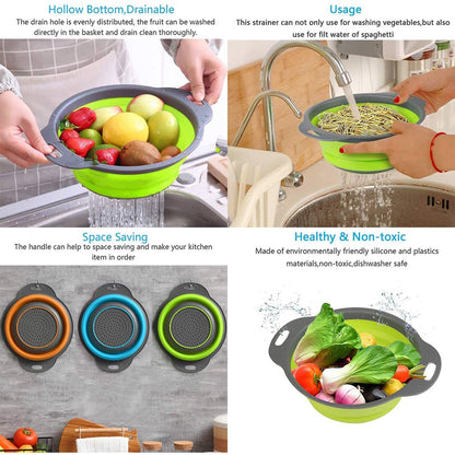 Round Silicone Strainer | Foldable, Heat-Resistant Kitchen Colander (1 Pc)