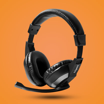 Wired Headphone Set with Adjustable Headband and Noise-Isolating Mic – Stereo Audio Headphones for Work, Calls and Entertainment (1 Pc)