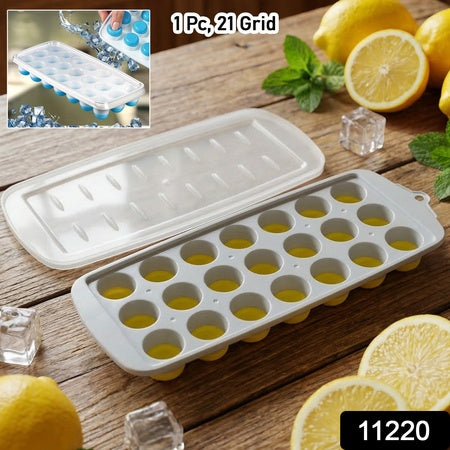 Round Ball Ice Cube Tray with Lid, 21 Grid Ice Ball Mold for Freezer, Reusable Ice Cube Tray for Juice, Chocolate, Jelly, Candy & Frozen Treats (1 Pc)