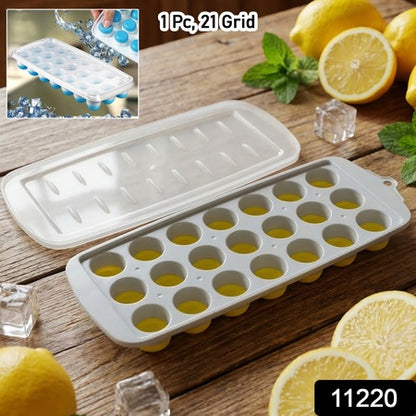 Round Ball Ice Cube Tray with Lid, 21 Grid Ice Ball Mold for Freezer, Reusable Ice Cube Tray for Juice, Chocolate, Jelly, Candy & Frozen Treats (1 Pc)