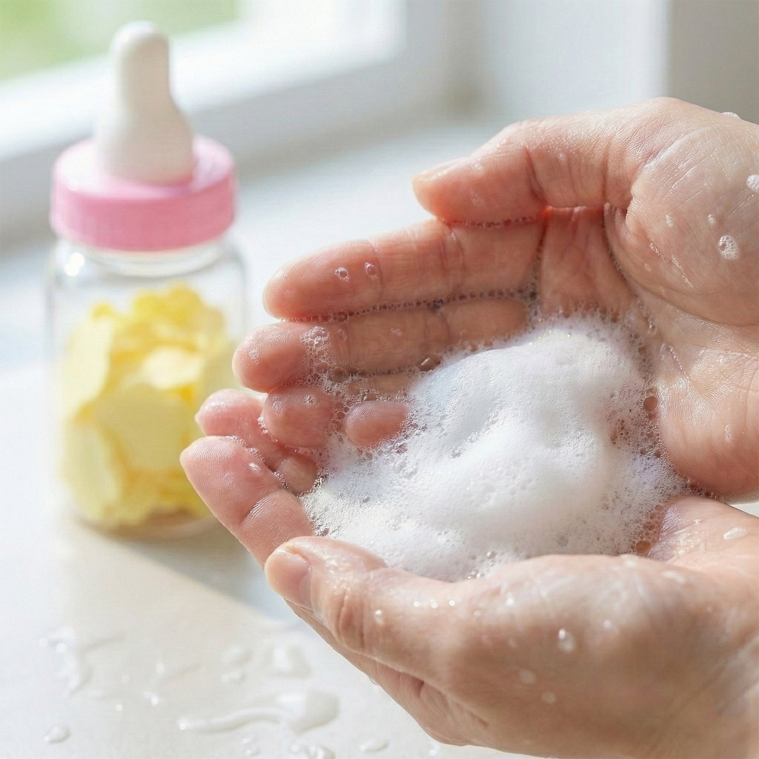 Portable Baby Bottle Shape Hand Wash Soap Paper Sheets Set for Travel, Outdoor and Daily Hygiene – 1 Set