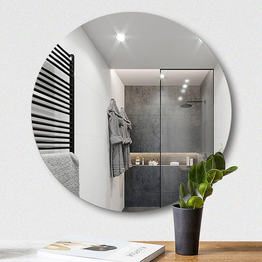 Bathroom Mirror Square Shape Plastic Sheet Mirror Effect Wall Sticker Decorative Self Adhesive Mirror for Home Office and Bathroom (1 Pc)