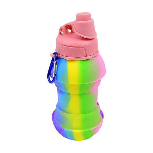 Flexible Collapsible Silicone Sports Water Bottle (260 Ml 20 Cm Folding) Expandable & Foldable | With Snap Hook | Sports, Trekking, Gym &; School Use