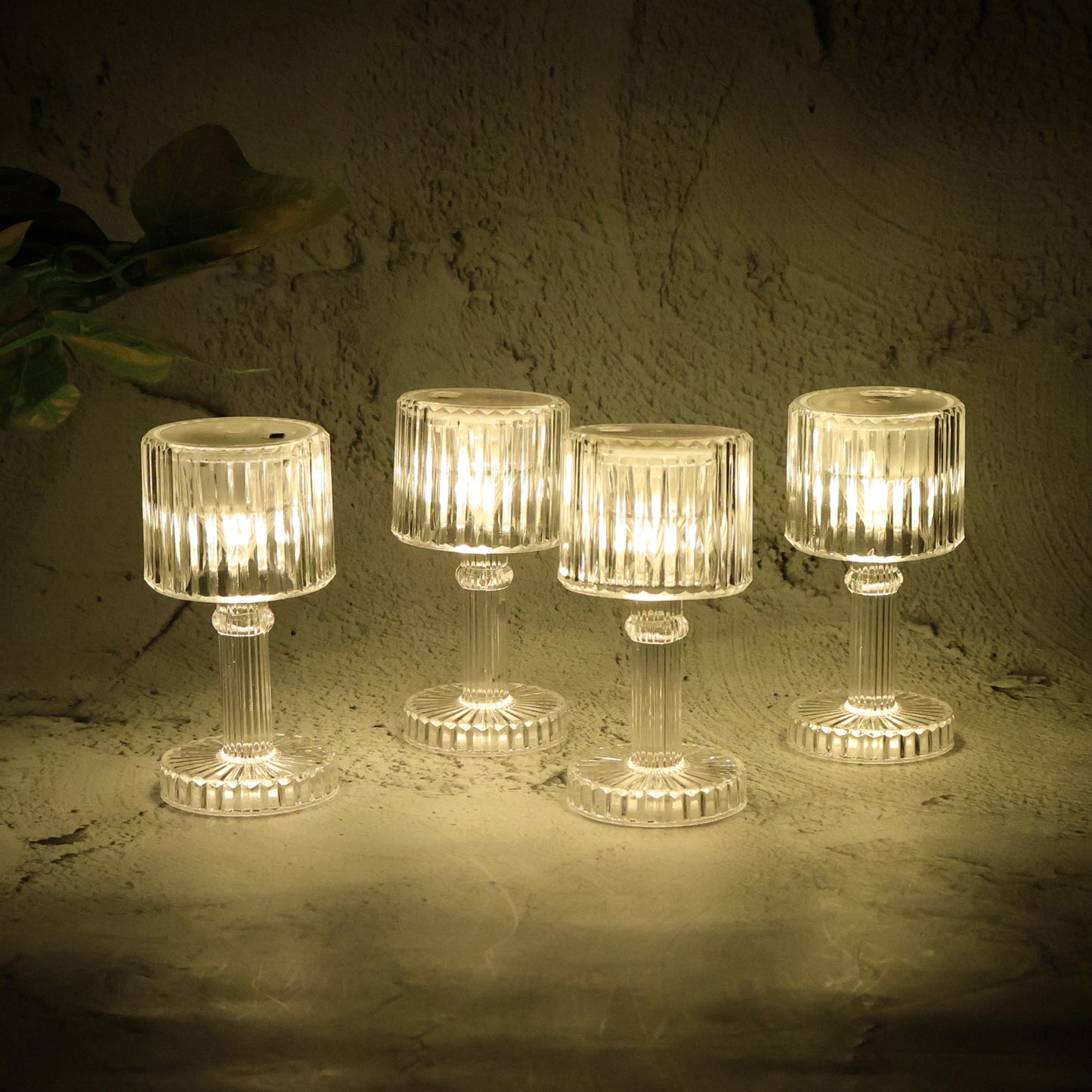 Set of 4 LED Crystal Effect Table Lamps Battery Operated Decorative Mini Desk Lights for Home Restaurants Weddings Festive Decor Diwali Table Centerpiece Lights