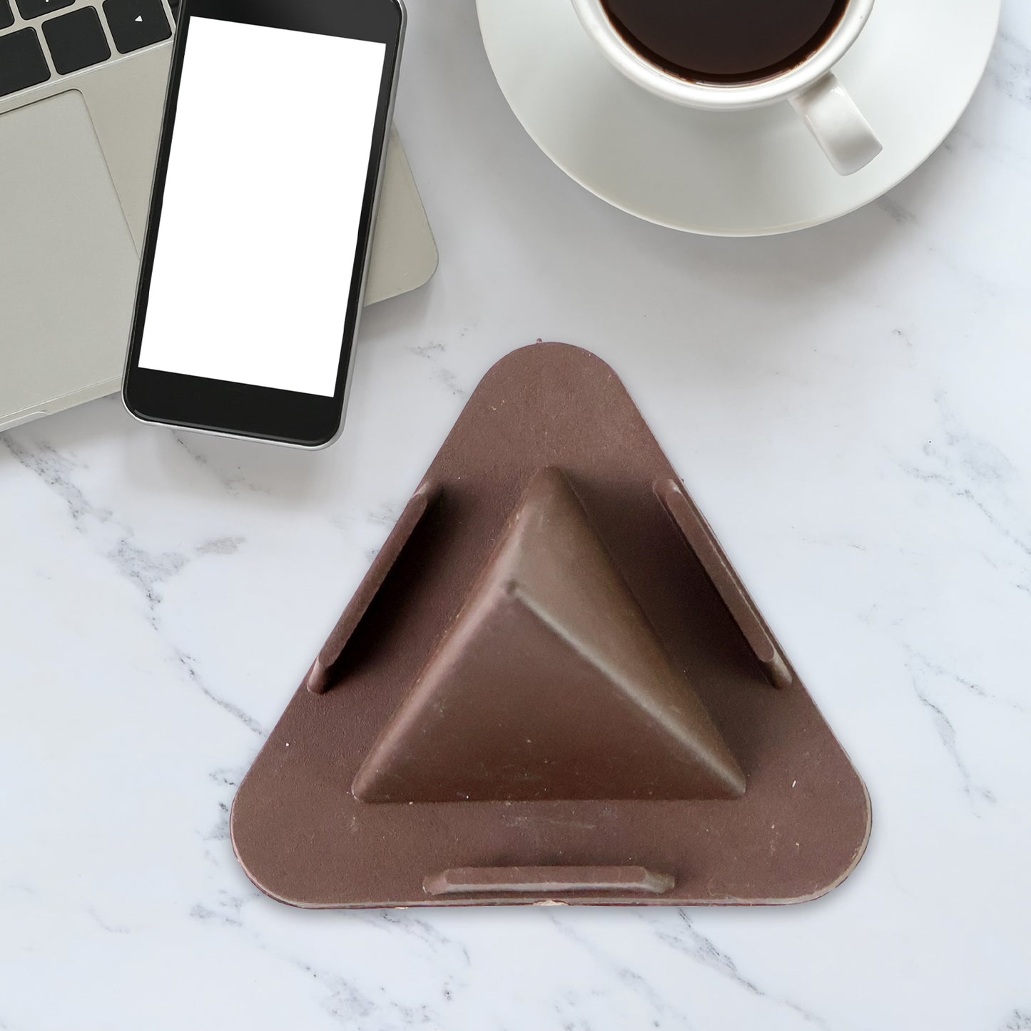 Universal Portable Three Sided Pyramid Shape Mobile Holder Stand for Smartphones and Tablets Foldable Adjustable Desktop Table Phone Stand
