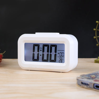 Modern Digital LED Alarm Clock with Temperature Display and Night Light Battery Operated Smart Table Clock for Bedroom, Office, Study Table and Travel