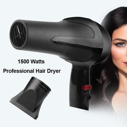 Professional Hair Dryer 1500W Hair Dryer with Hot and Cold Air, 2 Speed Settings and Overheat Protection (Black)