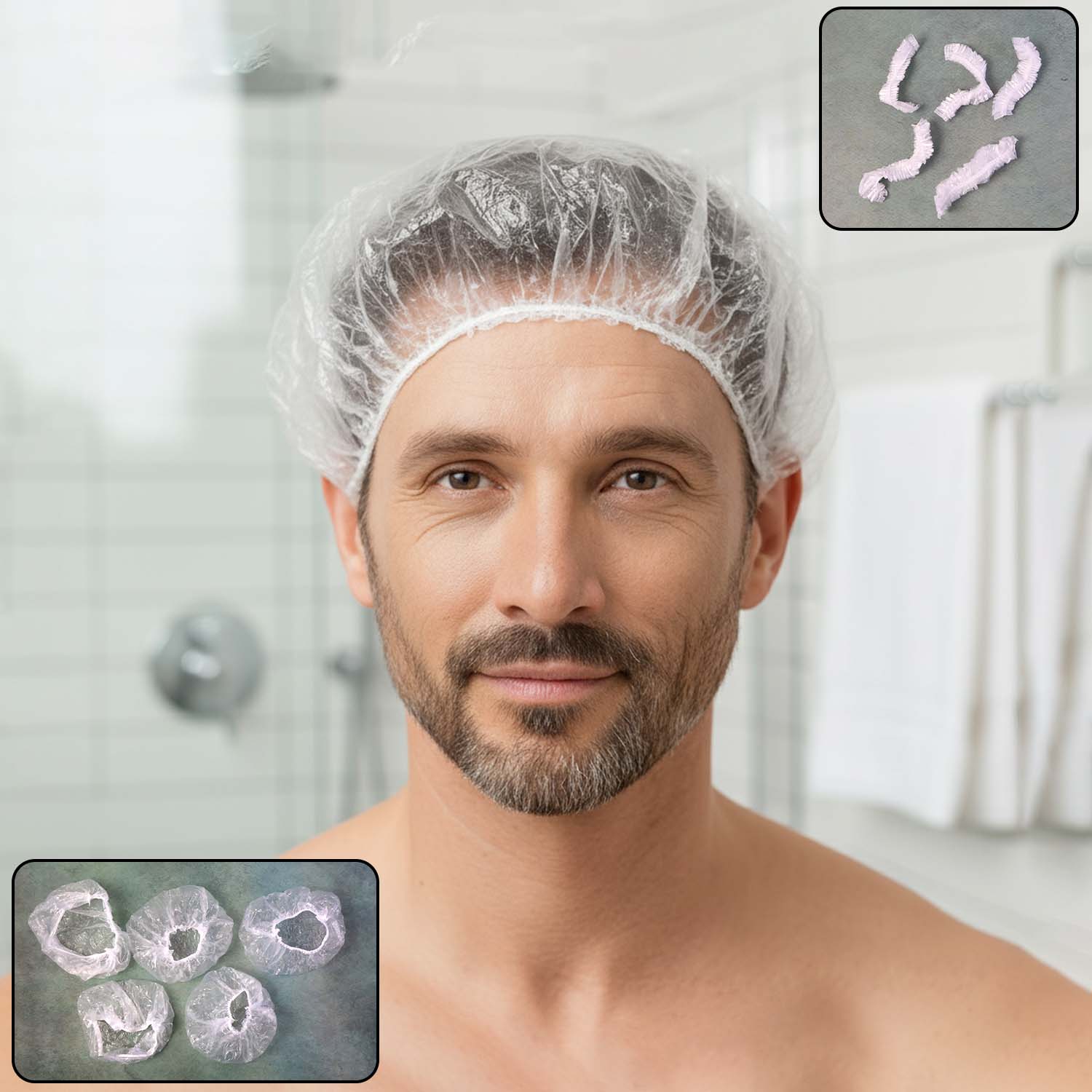Disposable Men’s Hair Protection Shower Cap and Head Cover – Waterproof Elastic Hygiene Cap (Pack of 5)