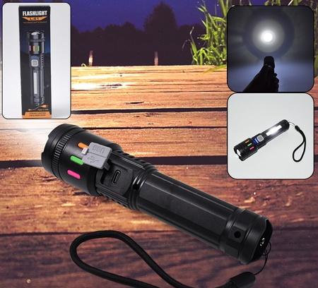 LED Torch High Lumens Fast Charging Flashlight – USB Rechargeable Zoomable Waterproof Torch with Far and Near Lighting Modes for Hiking, Camping and Emergency Use (1 Pc)