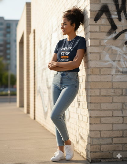 NAYAAH Premium Unisex Cotton Stretch T-Shirt - Never Stop Moving Forward Black