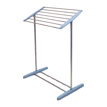 8724 Multi-functional Single Tier Mobile Towel Foldable Rack For Cloth And Towel Stainless Steel And Plastic Made Mobile Towel And Cloth Rack Holder Indoor Outdoor Standing Movable Cloth Dryer Rack Balcony Cloth Drying Stand