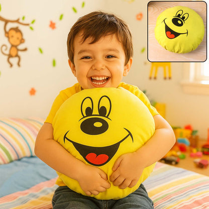 Cute Round Smiley Face Soft Pillow Cushion Plush Decorative Kids Cushion for Bedroom Playroom and Living Room Comfort 30x30 cm (1 Pc)