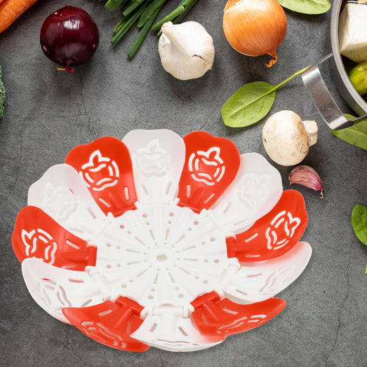 Foldable Lotus Shape Fruit Basket Food Grade Plastic Foldable Drain Basket with Hanging Handle for Fruits Vegetables Salad Washing and Kitchen Storage (1 Pc)
