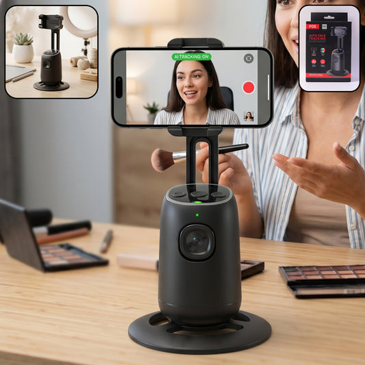 Smart AI Auto Face Tracking Mobile Holder Stand 360 Degree Rotating Phone Holder for Video Recording, Live Streaming and Content Creation (1 Pc)