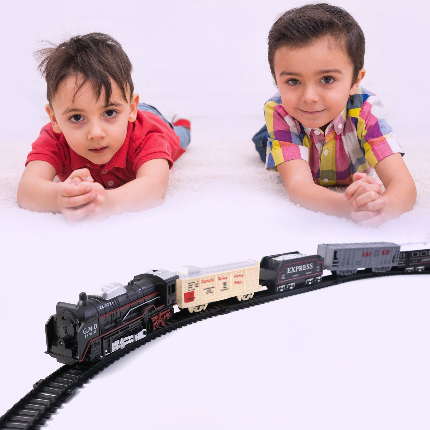 19-Piece Battery Operated Toy Train Set for Kids with Track, Engine & Carriages | Express Train Play Set for Educational Learning, Motor Skills & Imaginative Play (1 Set)