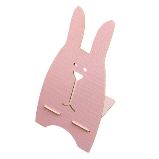 Wooden Cute Rabbit Design Mobile Stand – Portable Desktop Smartphone Holder and Tabletop Decorative Phone Stand (1 Pc)