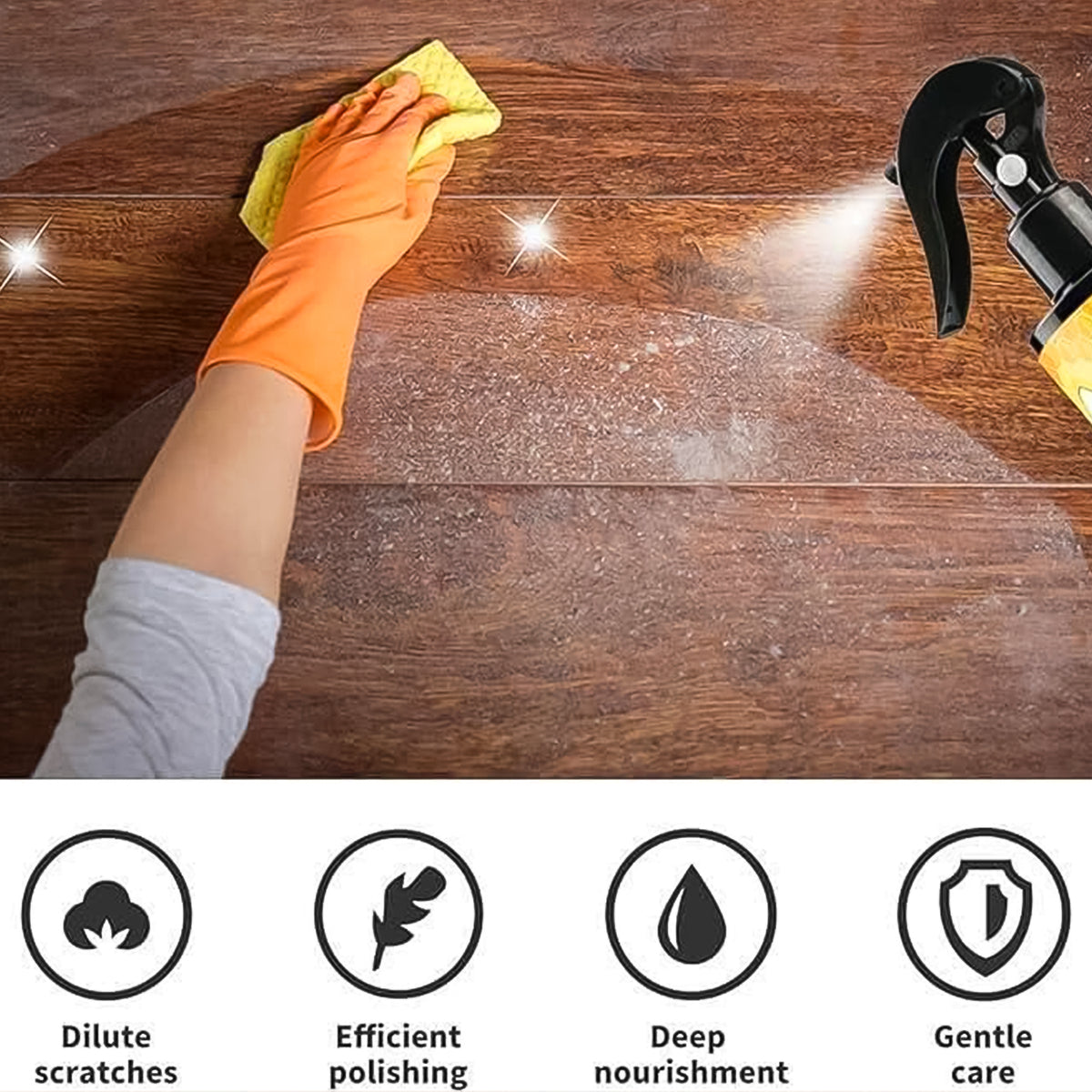 120 ML Beeswax Essential Oil Wood Polish Spray, Furniture Cleaner & Restorer for Wooden Surfaces, Leather, Bamboo & Antique Items