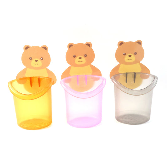 Cute Teddy Bear Toothbrush Holder For Kids (3 Pc Set)