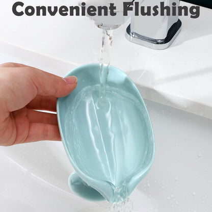 Self Draining Soap Holder For Bathroom | Leaf Shape Soap Dish | Kitchen Soap Tray