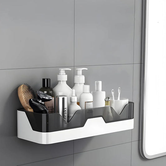 Wall Mounted Self Adhesive Plastic Storage Shelf for Bathroom and Kitchen Organization (1 Piece)