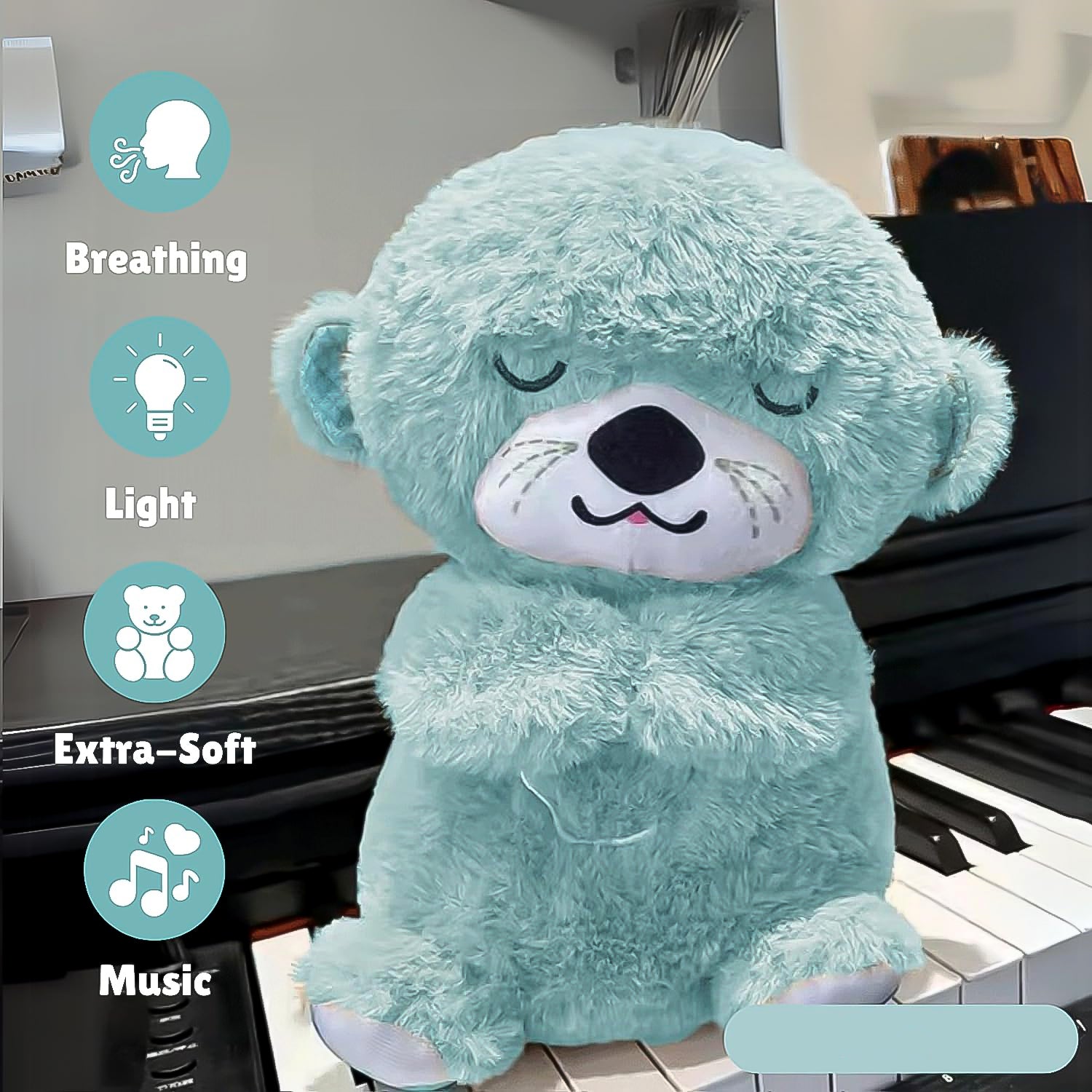 Soft Plush Musical Teddy Bear Toy with LED Light – Glowing Stuffed Animal Night Light for Babies, Kids and Gifting (1 Pc)