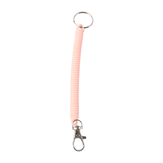Elastic Spiral Coil Keychain Bracelet with Metal Key Ring and Clip Hook for Keys ID Cards and Security Access (1 Pc)