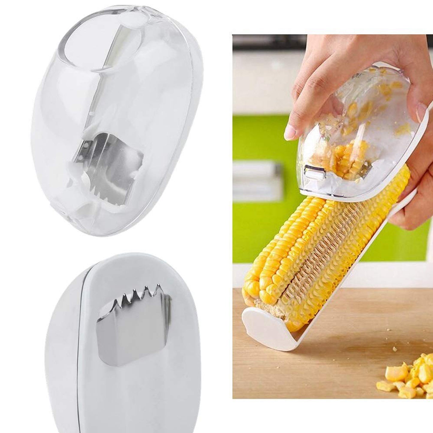 Magic Corn Kernel Stripper and Peeler with Stainless Steel Blades – Manual Corn Seeds Remover and Cutter Tool