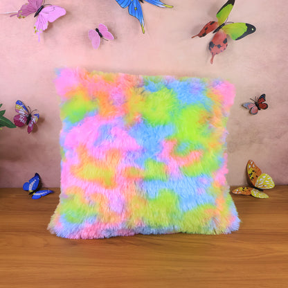 Soft Plush Multicolor Rainbow Cushion Pillow – Fluffy Decorative Throw Pillow for Sofa, Bed, Living Room and Gifting
