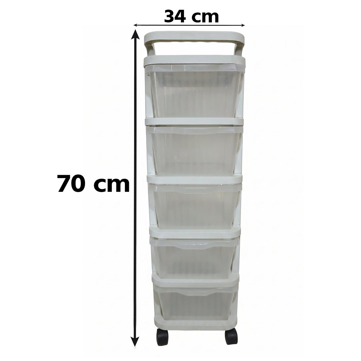 5 Layer Plastic Storage Drawer Rack with Wheels Multipurpose Rolling Organizer Cabinet for Home Kitchen Bathroom Office Bedroom and Laundry Storage (1 Pc)