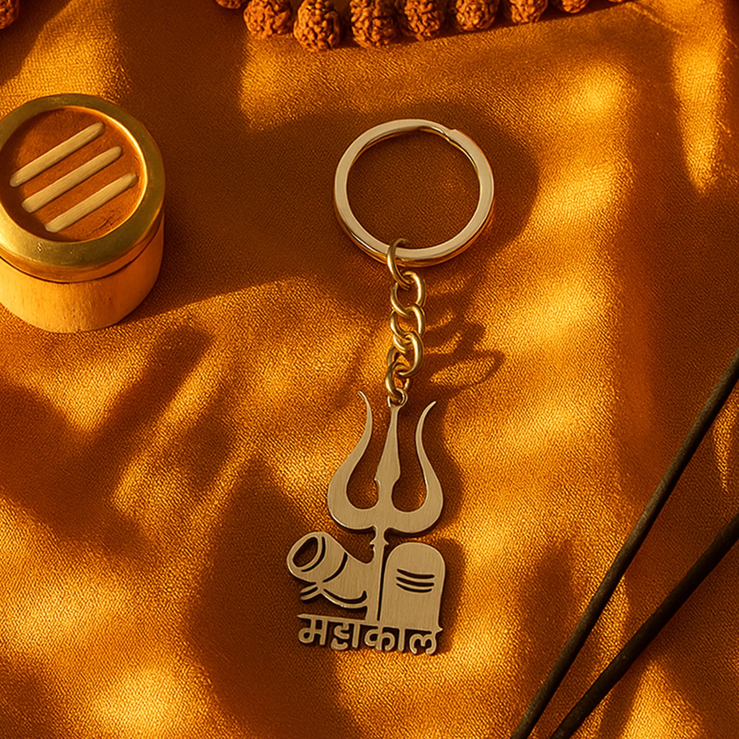Mahakal Trishul Shivling Design Metal Keychain - (1 Pc)