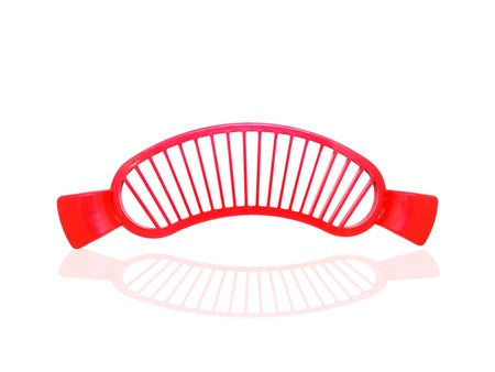 Plastic Banana Slicer and Cutter with Handle Quick Fruit Slicing Tool for Bananas, Strawberries, Cucumbers and More