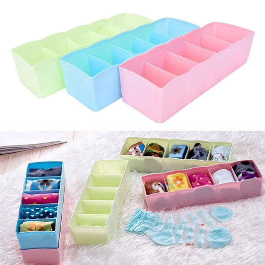 5 Compartment Socks Handkerchief Underwear Storage Box Stackable Drawer Closet Organizer for Clothes Makeup Jewelry Stationery and Small Items (Pack of 2)