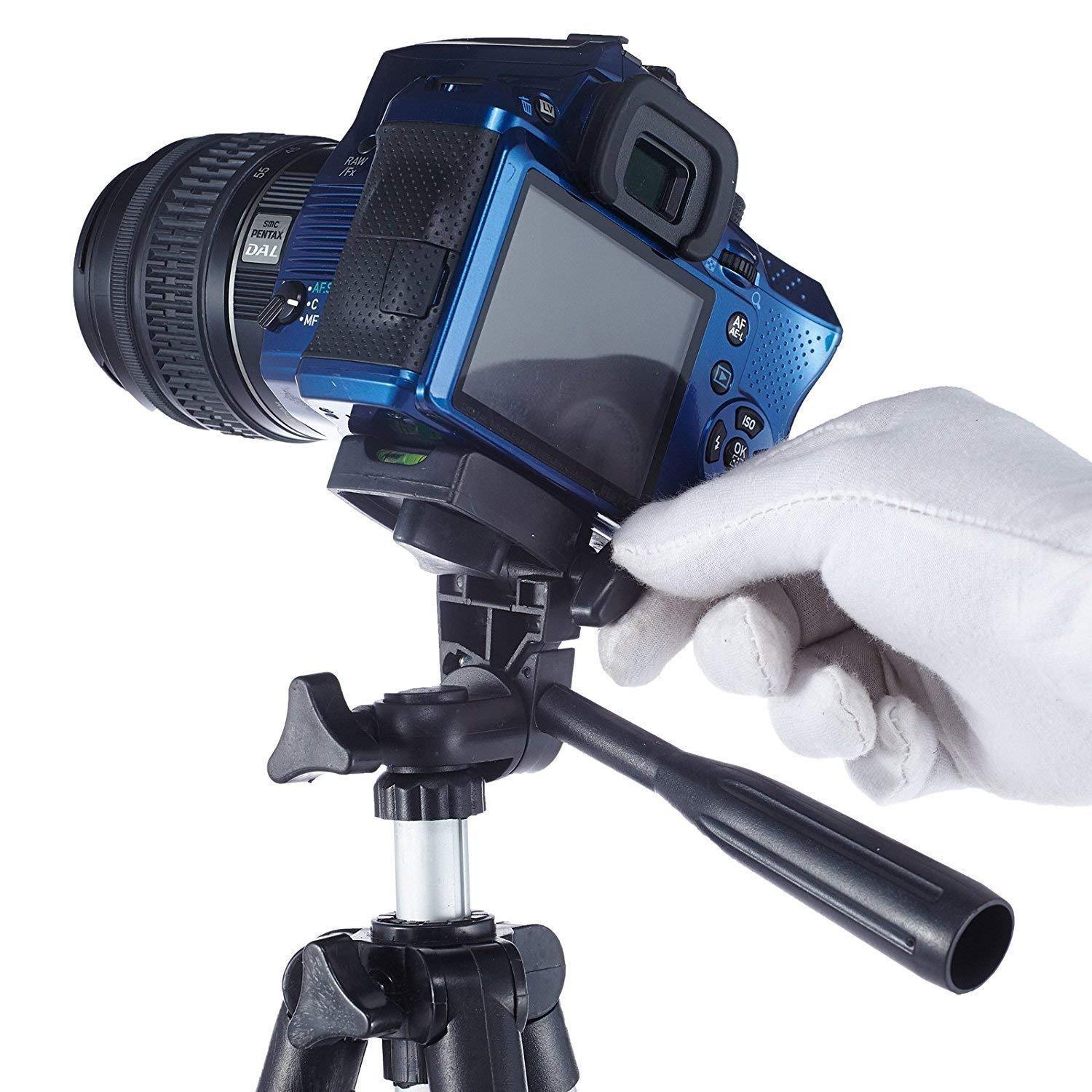 41 Inch Portable Foldable Camera and Mobile Tripod Stand with Phone Holder Clip, 3 Way Pan Head and Adjustable Aluminum Legs (1 Pc)