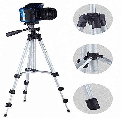 41 Inch Portable Foldable Camera and Mobile Tripod Stand with Phone Holder Clip, 3 Way Pan Head and Adjustable Aluminum Legs (1 Pc)