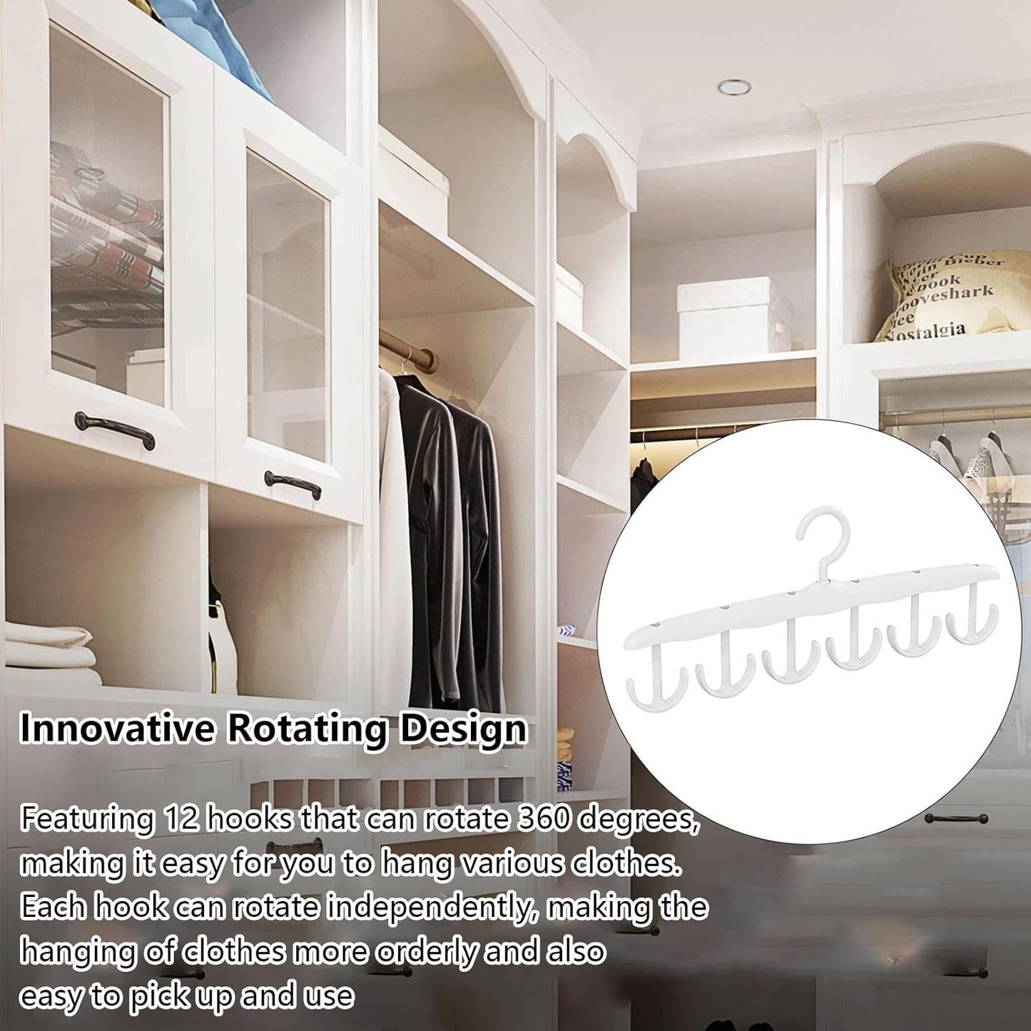Tank Top Hanger 12 Hook Rotatable Space Saving Closet Organizer for Tank Tops Bras Camisoles Scarves Belts and Accessories (1 Pc)