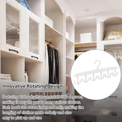 Tank Top Hanger 12 Hook Rotatable Space Saving Closet Organizer for Tank Tops Bras Camisoles Scarves Belts and Accessories (1 Pc)