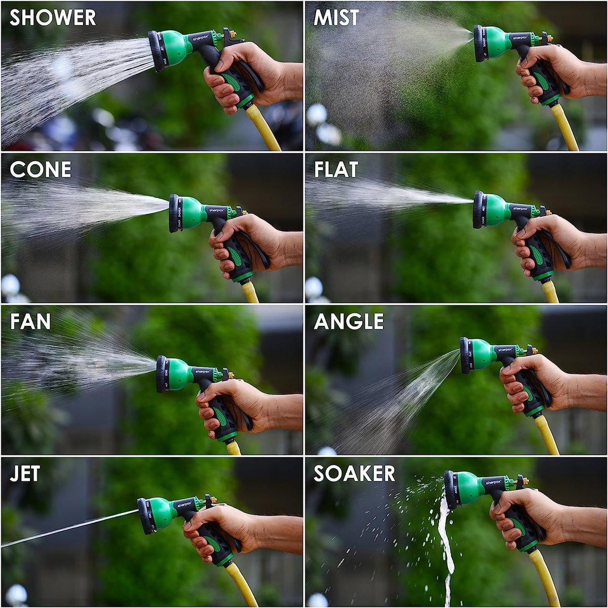 Multi-Pattern Garden Hose Spray Nozzle with Trigger Control, Watering Gun with Adjustable Mist, Shower and Jet Settings for Plants, Lawn, Car Wash and Outdoor Cleaning (1 Pc)