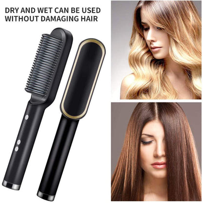 Hair Straightener Brush – Ceramic Hair Straightening Comb with Fast Heat-Up and Adjustable Temperature for Smooth, Shiny and Frizz-Free Hair (1 Pc)
