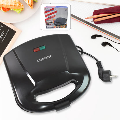 Electric Non-Stick Sandwich Maker with Indicator Lights – Compact Sandwich Toaster Grill for Quick Breakfast and Healthy Snacks