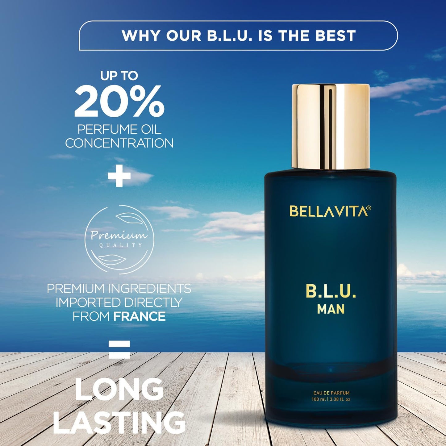 Bellavita Premium B.L.U. Man Eau De Perfume - 100 Ml