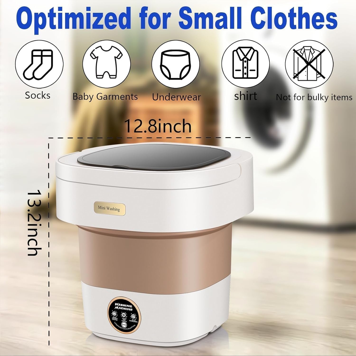 Portable Folding Washing Machine Mini Collapsible Washer with Spin Basket for Socks Underwear Baby Clothes Travel Hostel and Apartment Use (1 Pc)